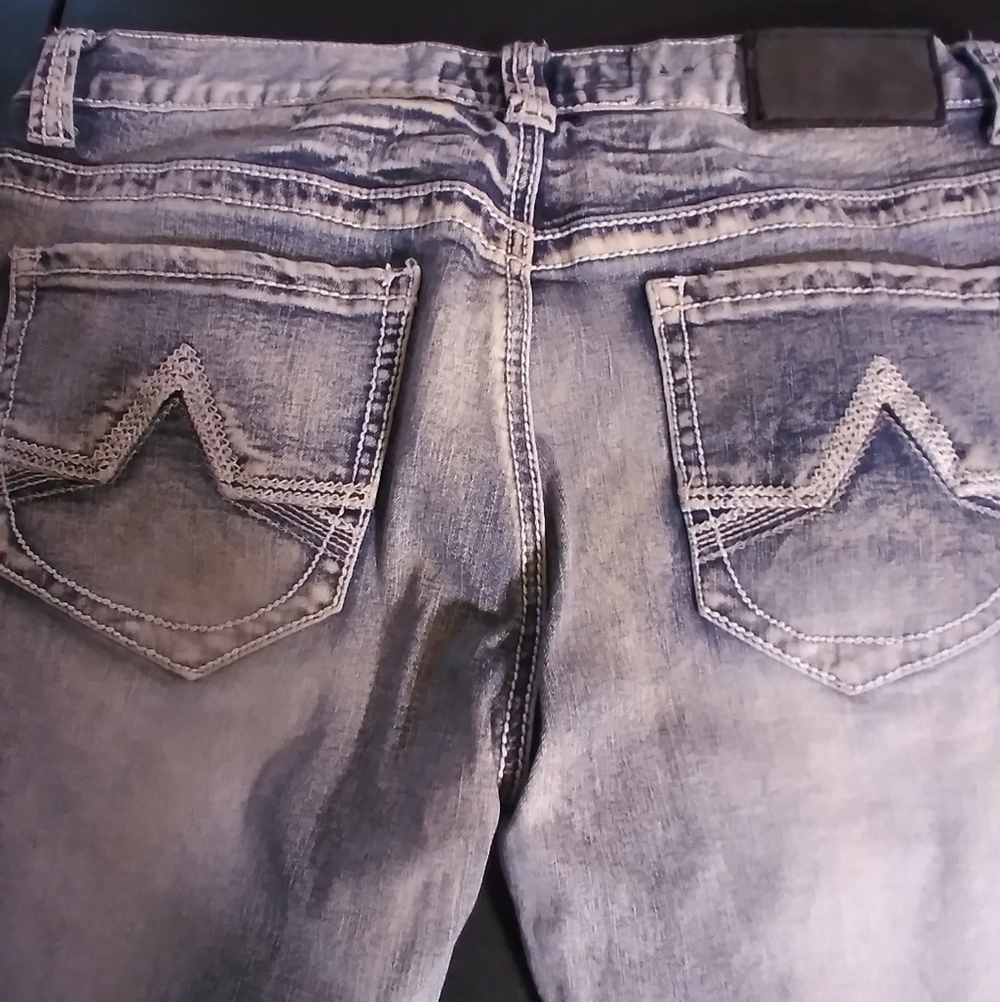 True Luck Men's Denim Blue Jeans Size 34/32 Medium Wash Workwear Casual